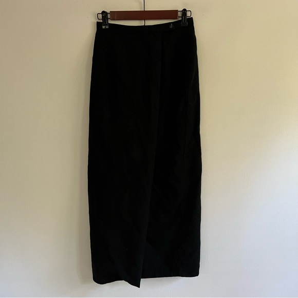 KGR Black Wool Wrap Maxi Skirt - Picture 4 of 7